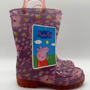 NWT Peppa Pig Light-up Rain Boots/Wellies Toddlers Pink Size 8